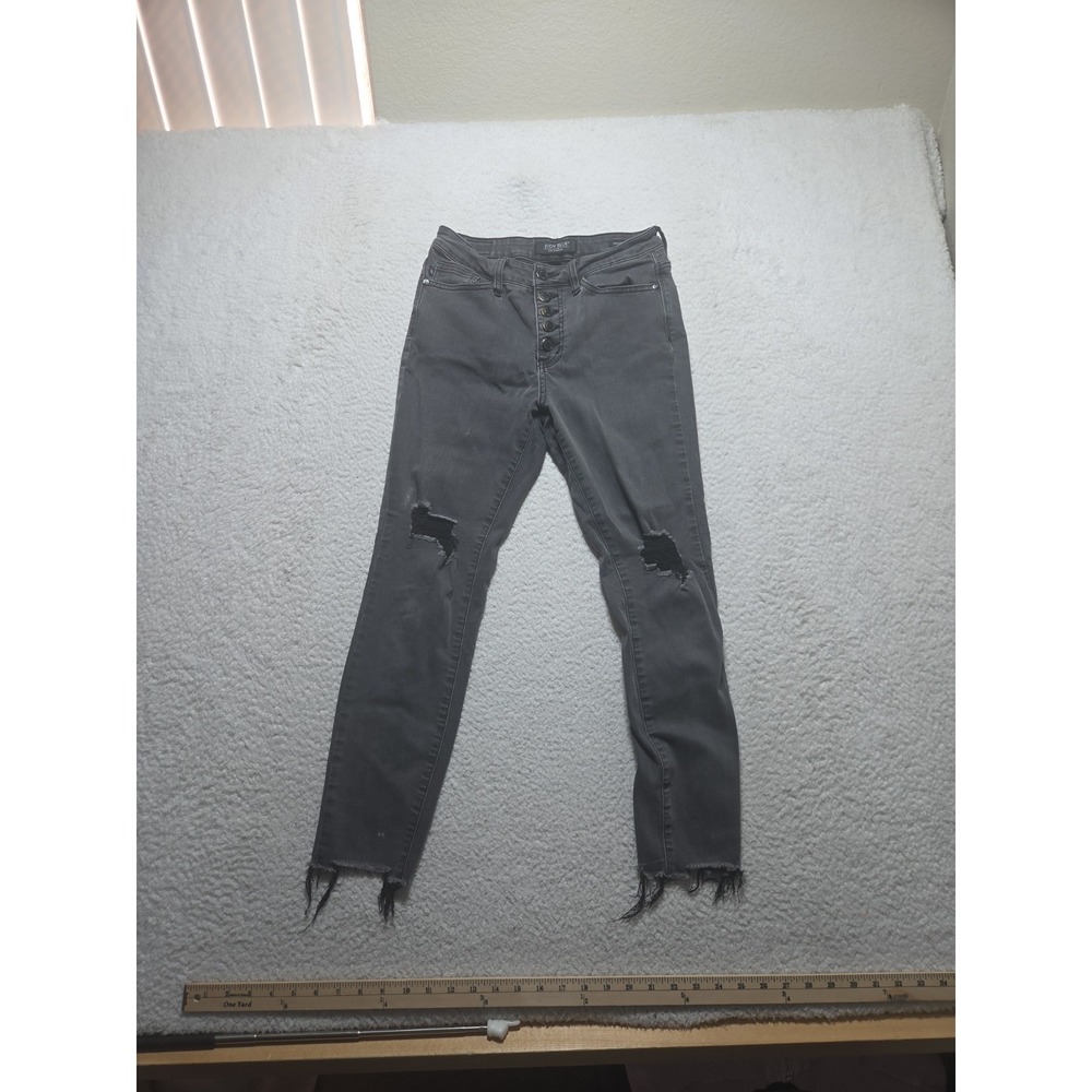 Judy Blue Skinny Fit Jeans Black Gray Distressed Button Fly Women's Size 5/27